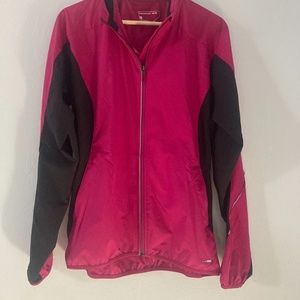 Salomon Women's Lightweight Jacket Running Rain Jacket Full Zip Pink Sz L Pocket